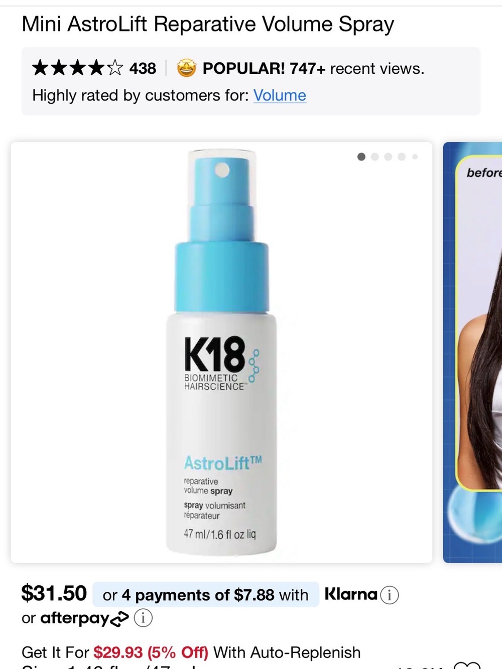 K18 AstroLift Reparative Volume Spray - Picture 4 of 4